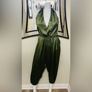 Elegant Olive Green Halter Jumpsuit